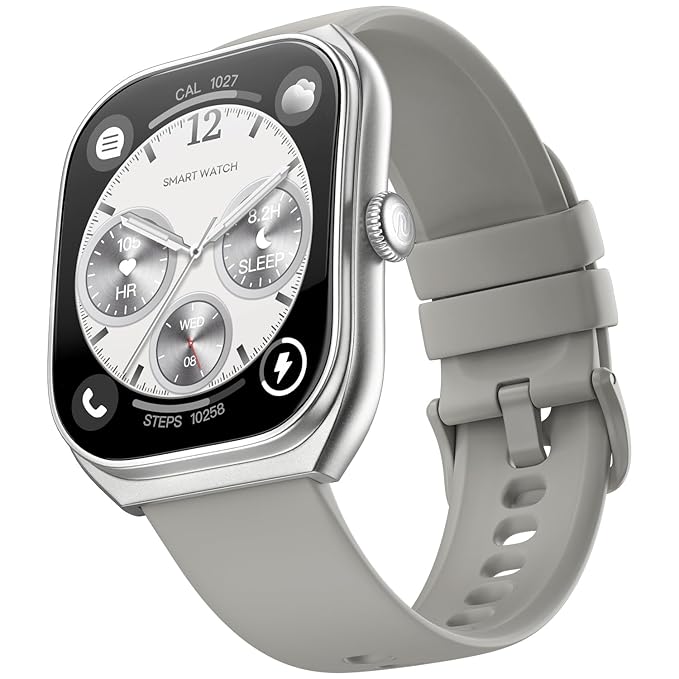 Noise Icon Arc 2.01" Immersive Curved Display Smartwatch In Silver Grey Color