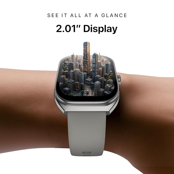 Noise Icon Arc 2.01" Immersive Curved Display Smartwatch In Silver Grey Color