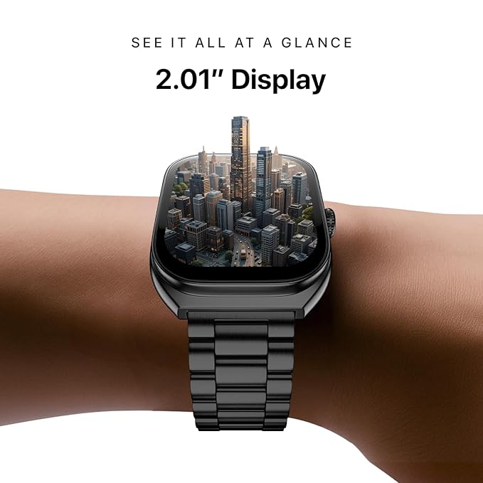 Noise Icon Arc 2.01" Immersive Curved Display Smartwatch In Elite Black Color